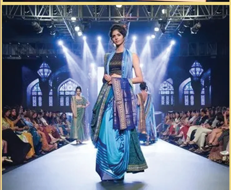 Runway walk in a silk drape